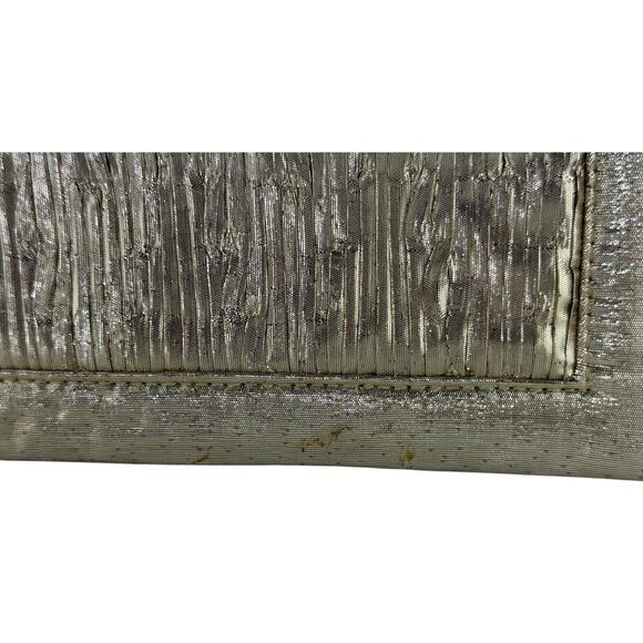 Textured Gold Metallic Evening Clutch Purse with Rope Shoulder Strap Retro Party - Picture 6 of 16